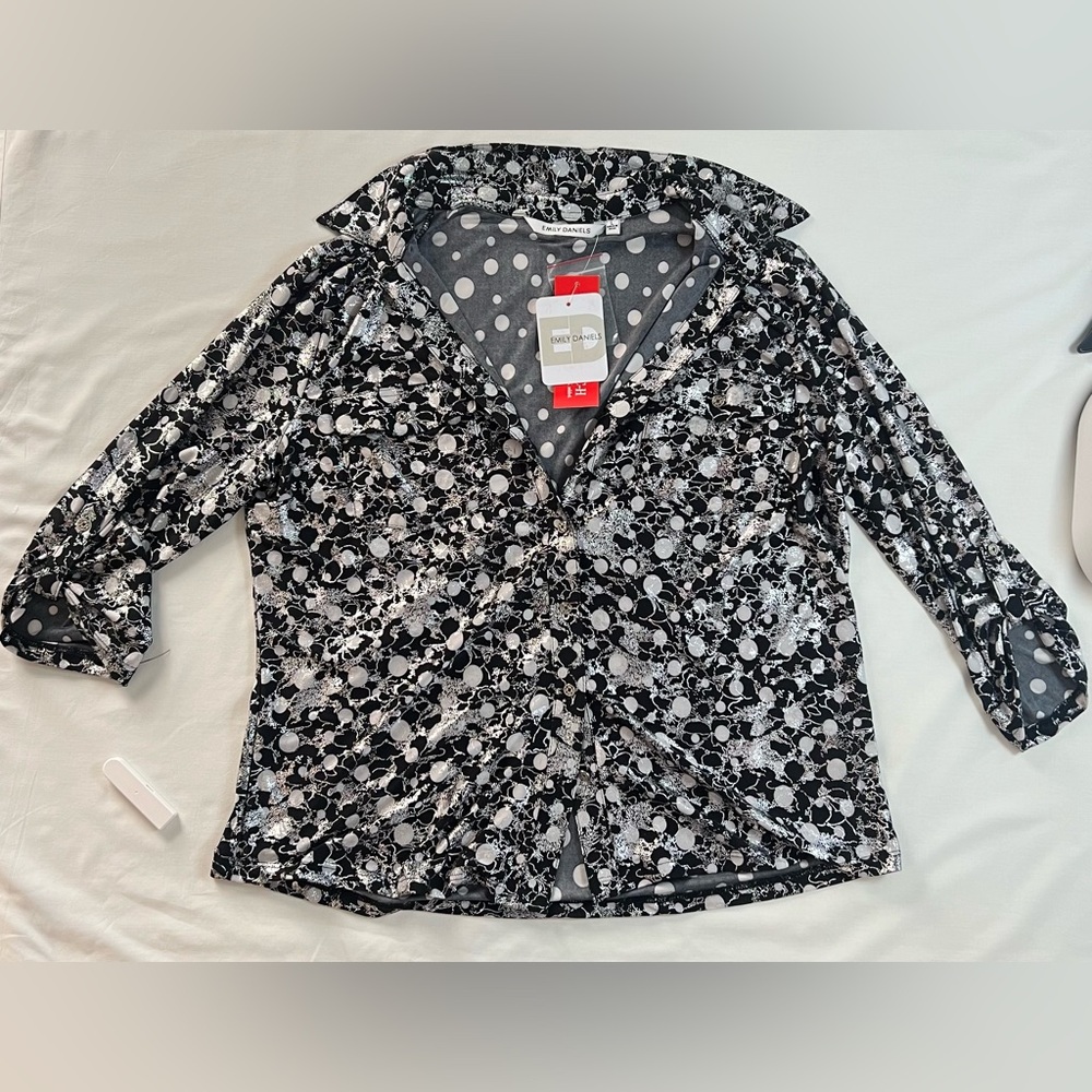 Chico's Monochrome Patterned Button Down Shirt